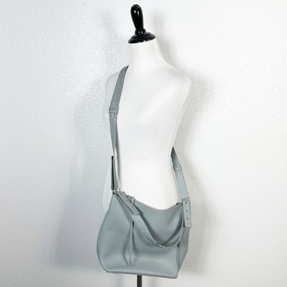 All Saints Kita Pebbled‎ Leather Slate Blue Crossbody Shoulder Bag Designer